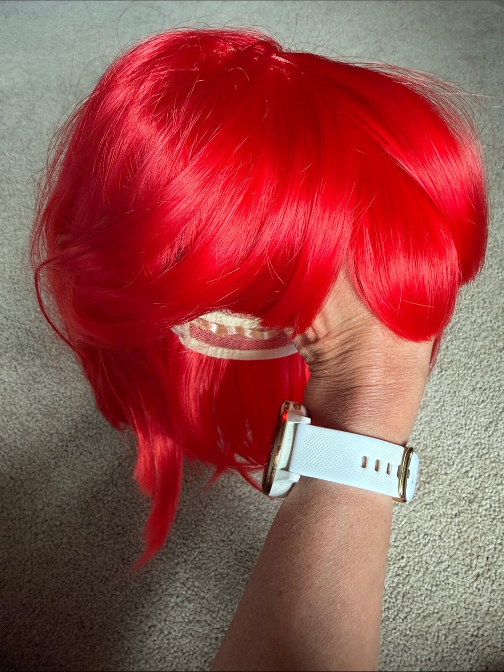 Vibrant Red Women's Synthetic Wig with Side Bangs